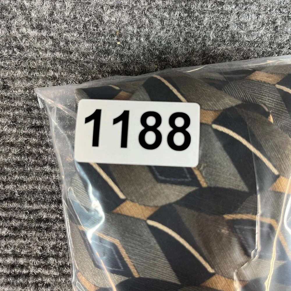 Carlos Devenezia Mens Silk Tie Geometric Diamond Olive Green Black Gold Handmade